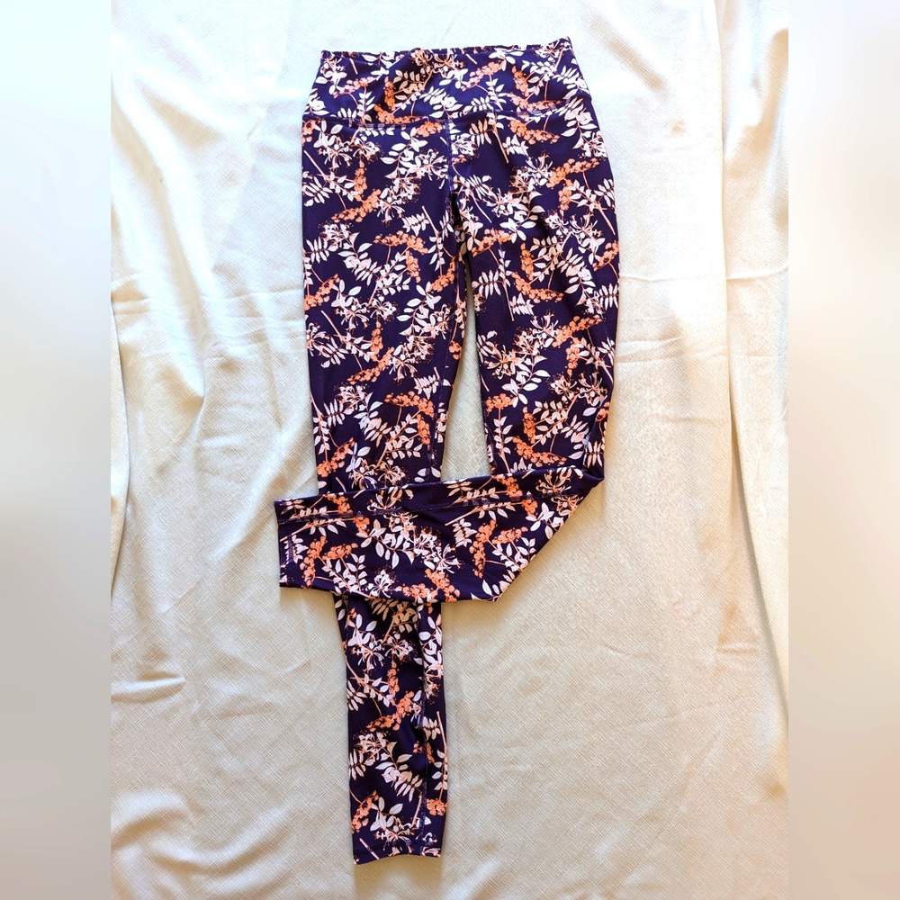 Fabletics Burgundy Floral Leggings - M Tall